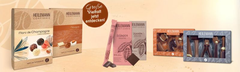 Produkt Vielfalt Pralinen Schokolade Geschenke HEILEMANN