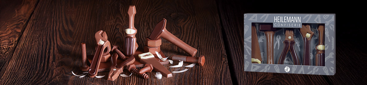Werkzeuge aus Schokolade als Geschenk zum Männertag