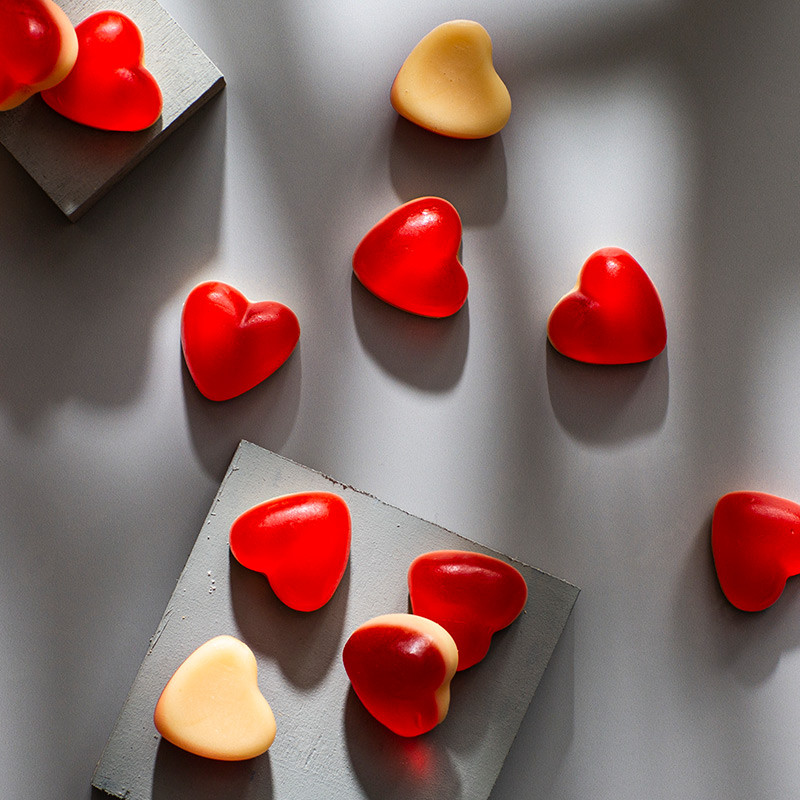 HUSSEL Himbeerherzen auf Vanilleschaum, 200 g