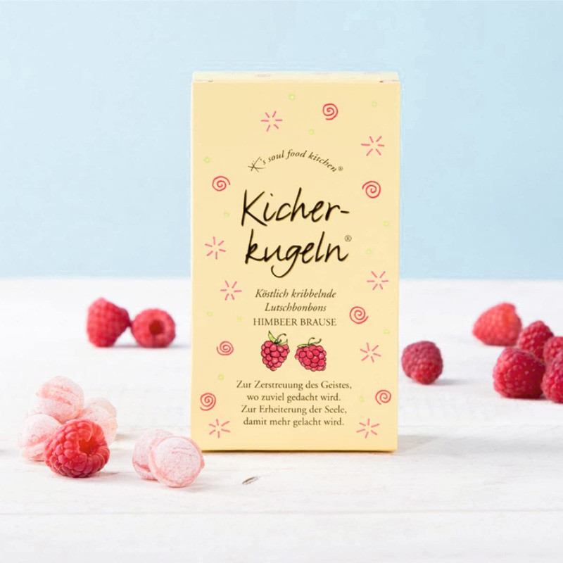 Kicherkugeln Himbeer-Brause-Bonbons, 75 g