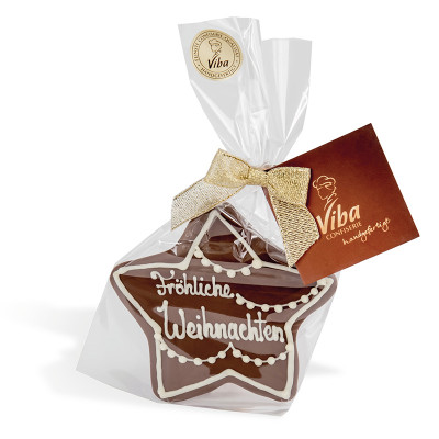 Viba Confiserie Schokolade Stern Fröhliche Weihnachten, 35 g