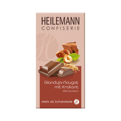 Heilemann Gianduja-Nougat mit Krokant in Edelvollmilch-Schokolade, 100 g