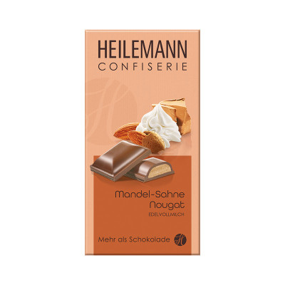 Heilemann Mandel-Sahne-Nougat in Edelvollmilch-Schokolade, 100 g