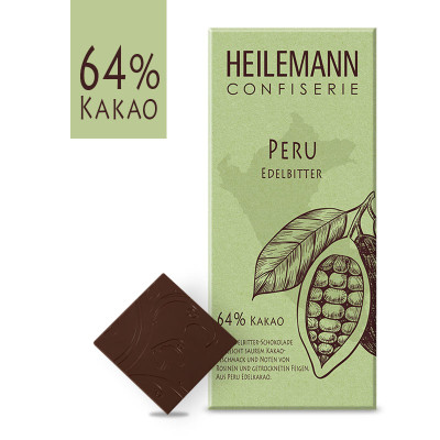 Heilemann Ursprungs-Schokolade Peru 64 % Edelbitter, 80 g