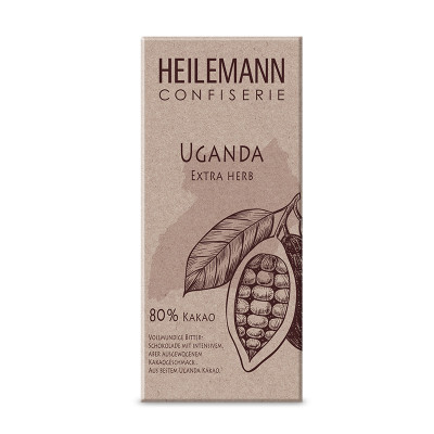 Heilemann Ursprungs-Schokolade Uganda 80 % Extra herb, 80 g