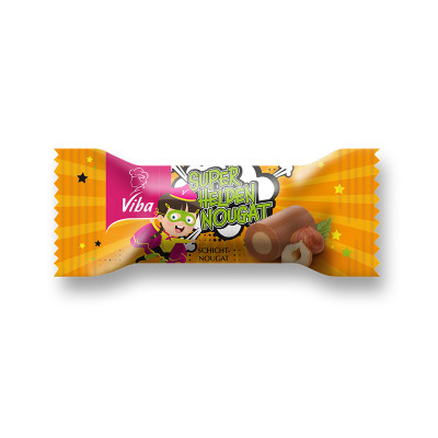 Viba Superhelden-Nougat Kissenschachtel orange, 50 g