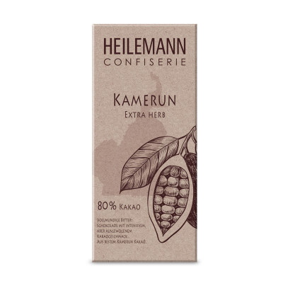 Heilemann Ursprungs-Schokolade Kamerun 80 % Extra herb, 80 g