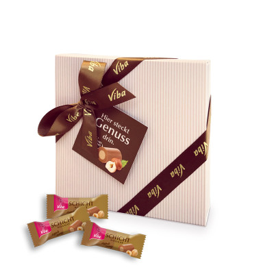 Viba Geschenk mit Schleife - Schicht Nougat Minis, 100 g