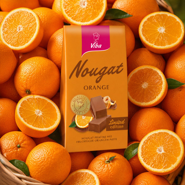 Viba Orangen-Nougat Beutel im rangen Korb