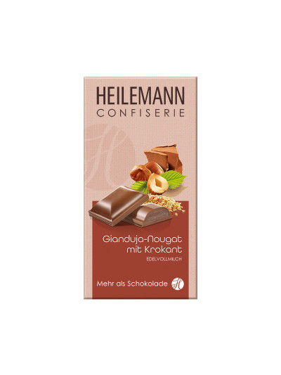 Heilemann Gianduja-Nougat mit Krokant in Edelvollmilch-Schokolade, 100 g