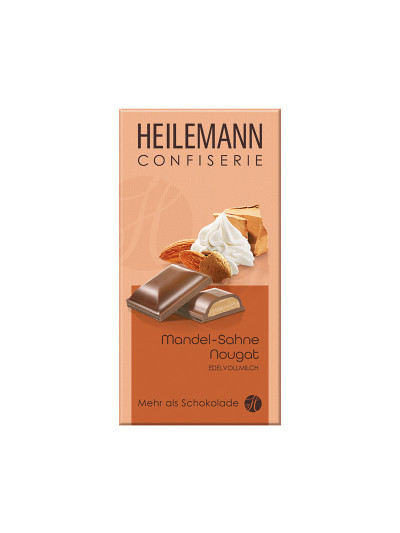 Heilemann Mandel-Sahne-Nougat in Edelvollmilch-Schokolade, 100 g