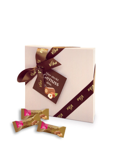 Viba Geschenk mit Schleife - Schicht Nougat Minis, 100 g